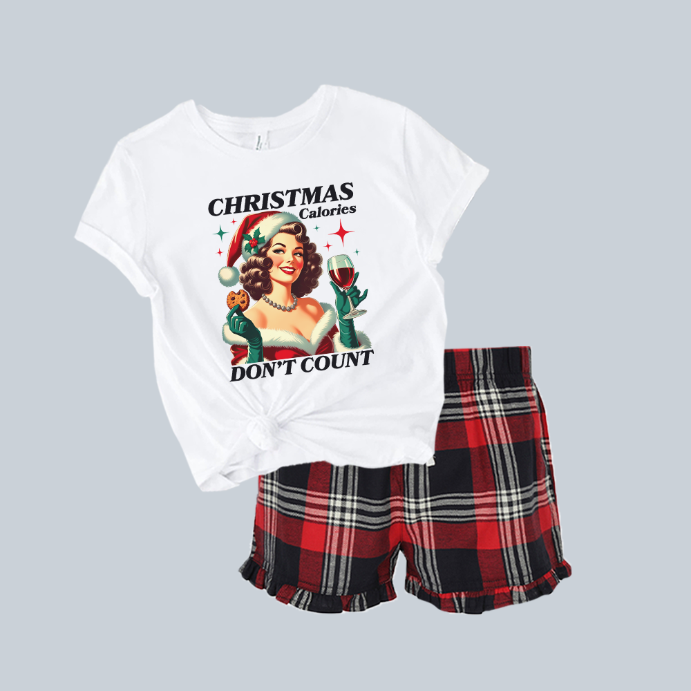 Christmas Calories Yuletide Christmas White Tee & Short Pyjama Set