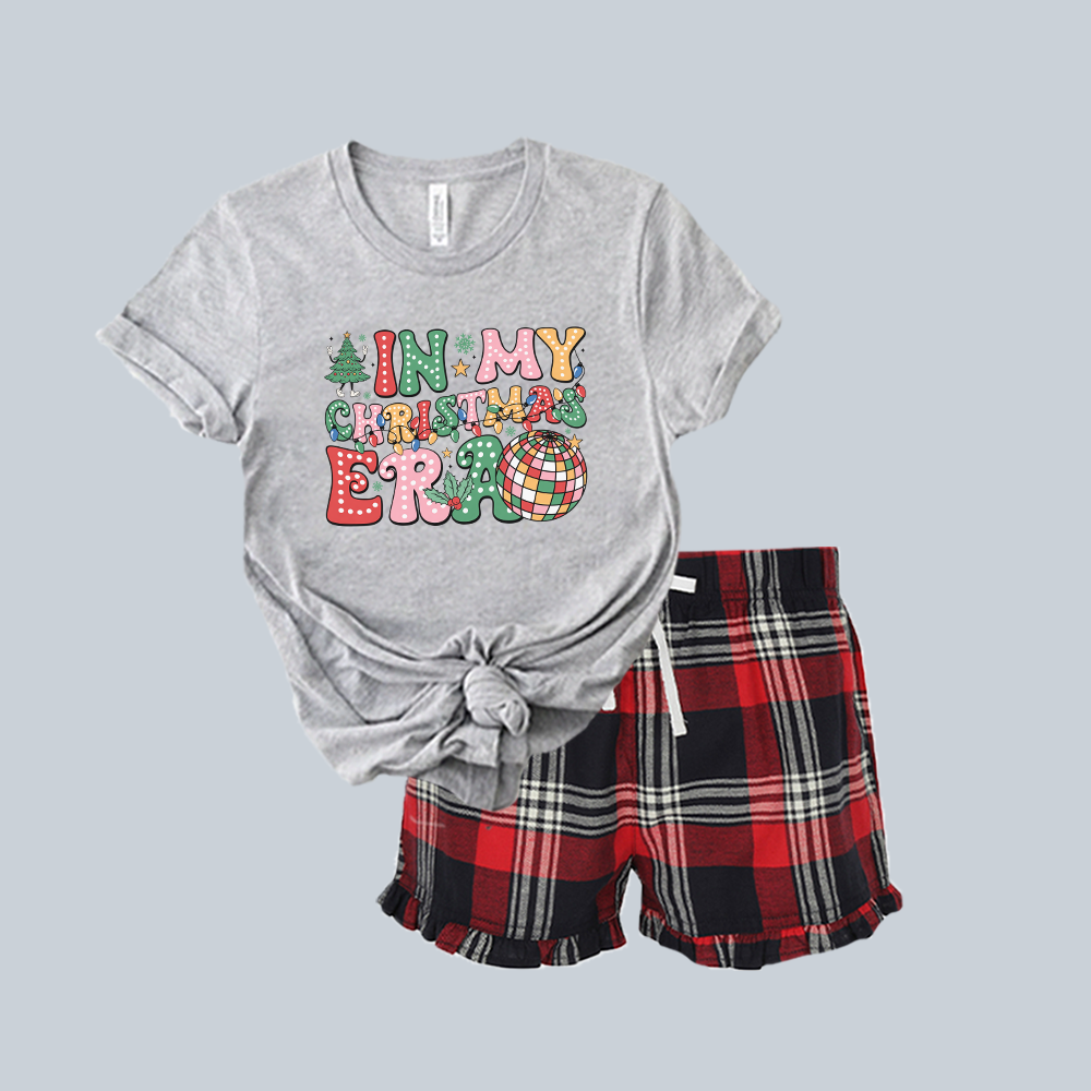 In My Christmas Era Yuletide Christmas Grey Tee & Short Pyjama Set