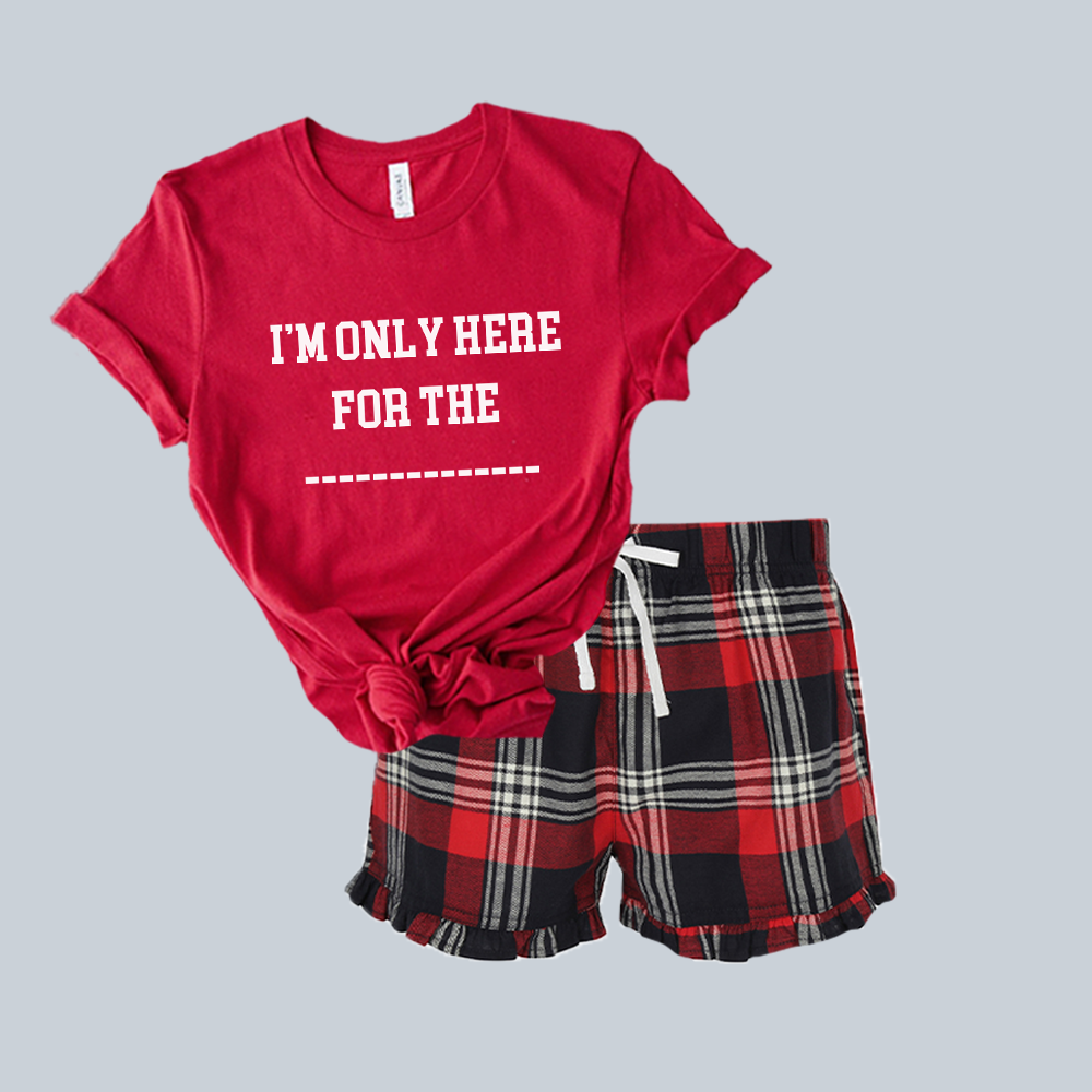 Here For Customised Yuletide Christmas Red Tee & Short Pyjama Set