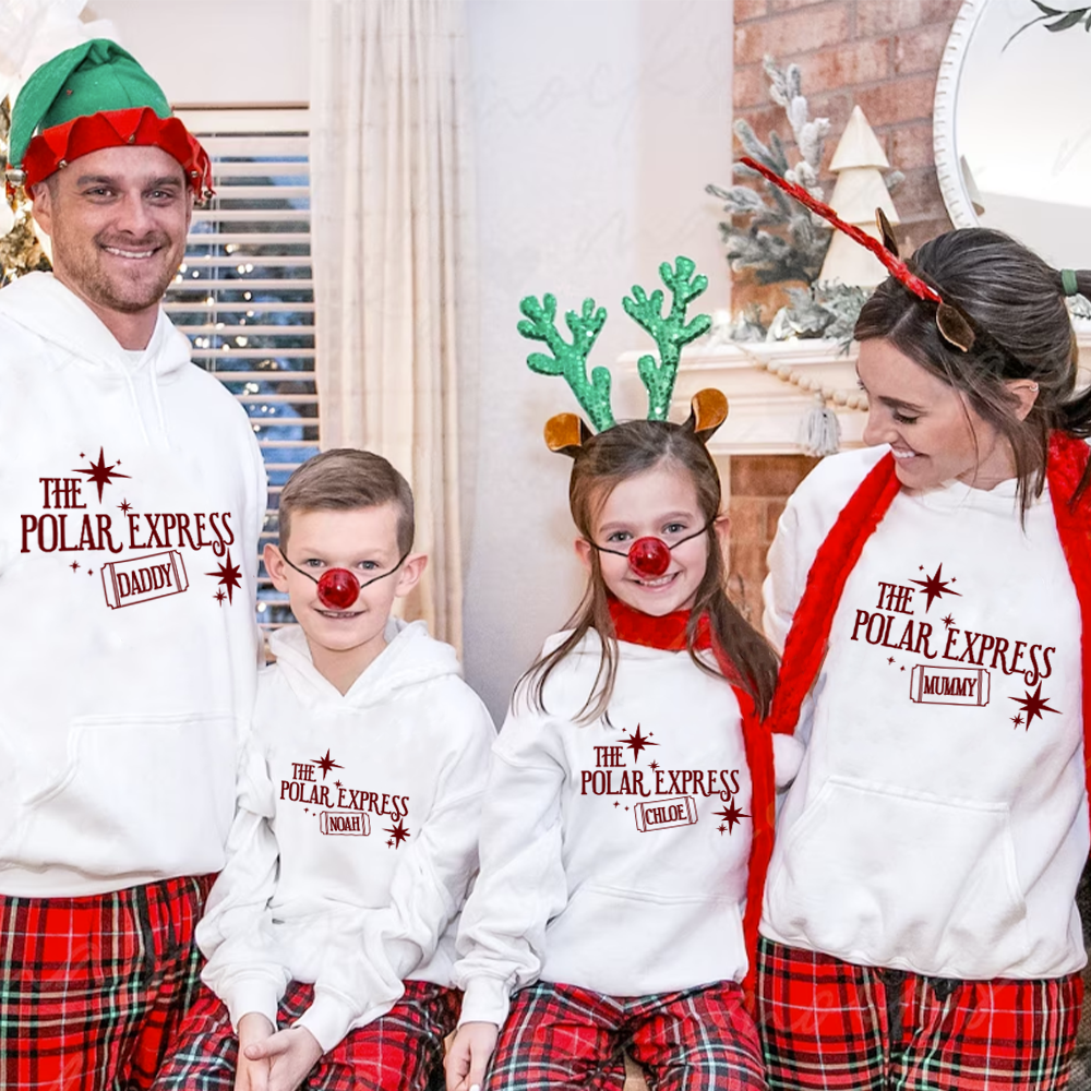 The Polar Express Personalised Family Matching Hoodies