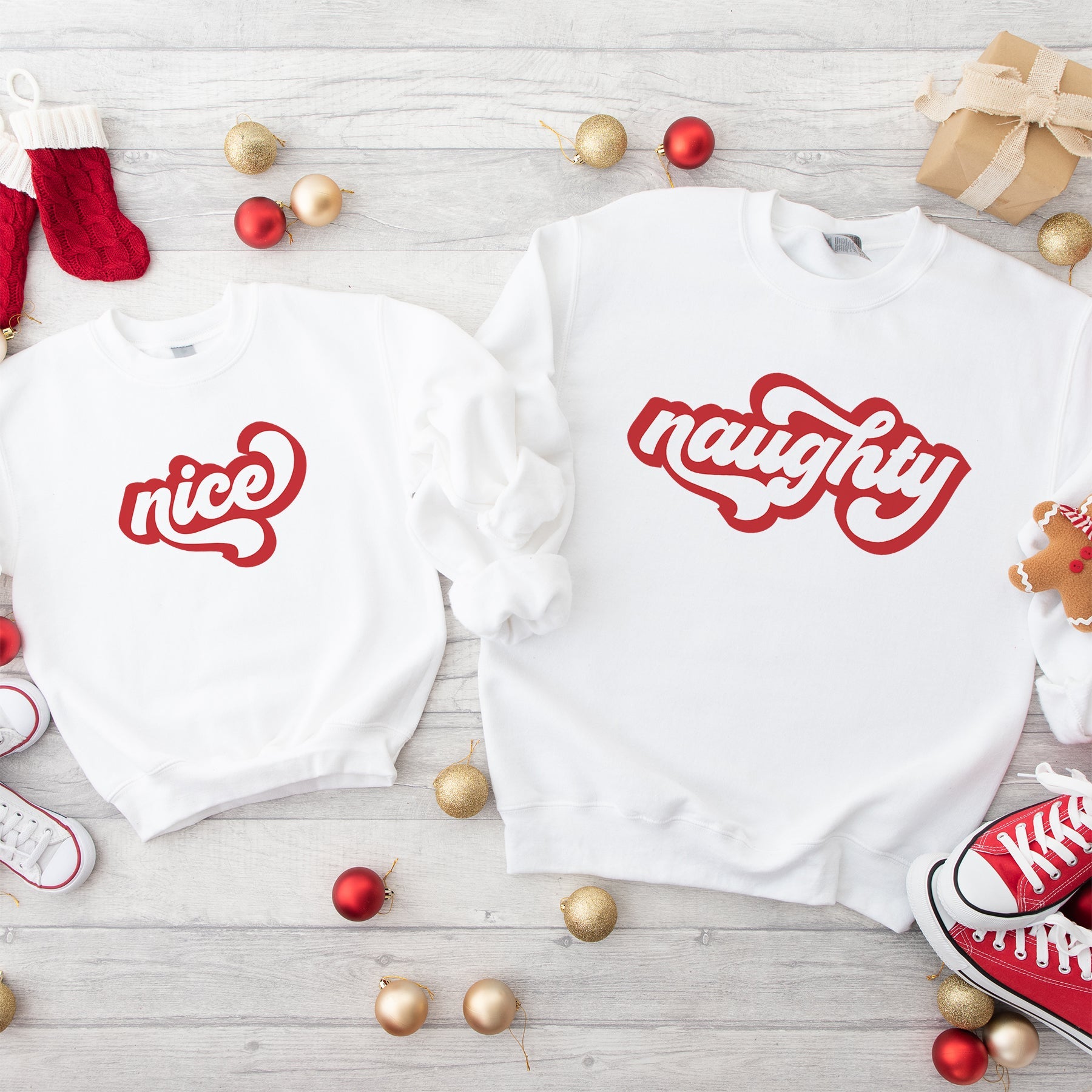 Naughty/Nice Kids Matching Christmas Sweatshirts